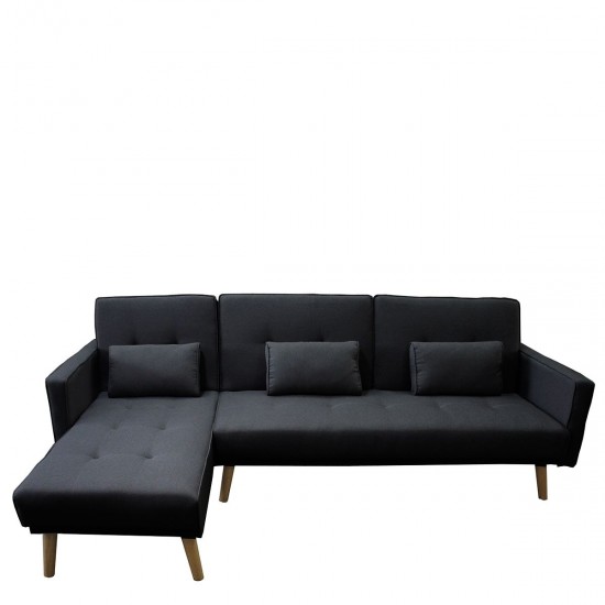 Καναπές Κρεβάτι Γωνιακός LANITA Μαύρο 264x152x90cm