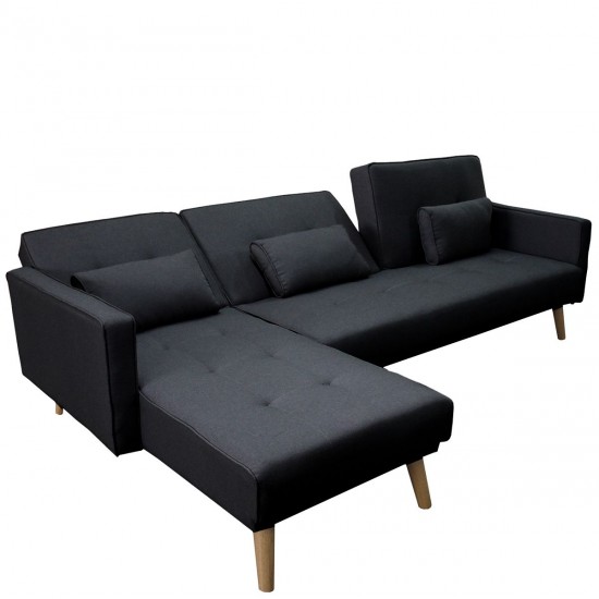 Καναπές Κρεβάτι Γωνιακός LANITA Μαύρο 264x152x90cm