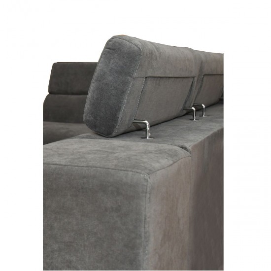 Καναπές Κρεβάτι Γωνιακός CASABLANCA Σκούρο Γκρι 280x203x78-93cm