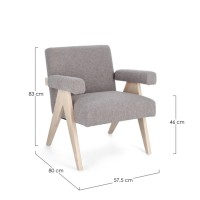 Bizzotto Faiza Πολυθρόνα σε γκρι 57.5x80x83 με ύψος καθίσματος 46cm