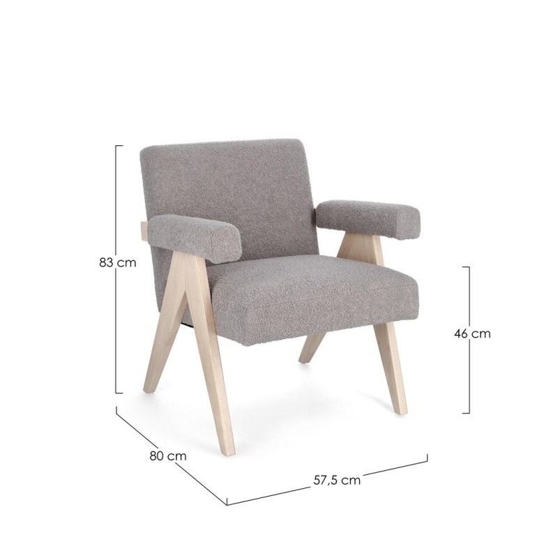 Bizzotto Faiza Πολυθρόνα σε γκρι 57.5x80x83 με ύψος καθίσματος 46cm