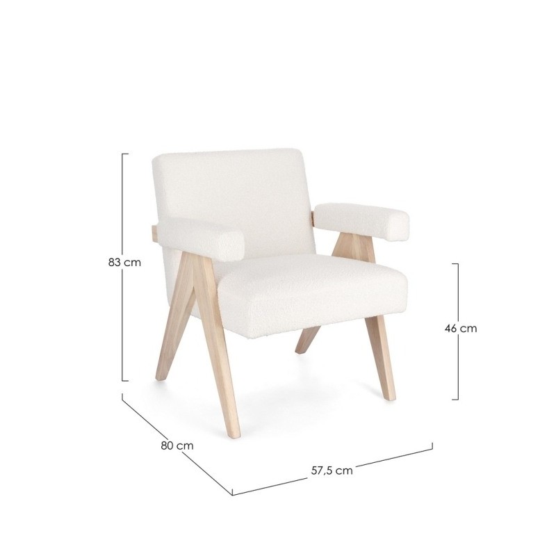 Bizzotto Faiza Πολυθρόνα σε λευκό 57.5x80x83 με ύψος καθίσματος 46cm