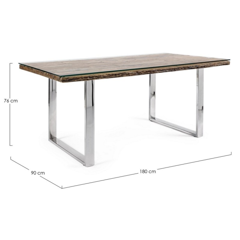 Bizzotto Stanton Τραπέζι Φαγητού 180x90x76εκ., Καρυδί-Χρώμιο