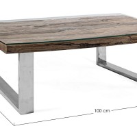 Bizzotto Stanton Τραπέζι Σαλονιού 100x100x40εκ., Καρυδί-Χρώμιο