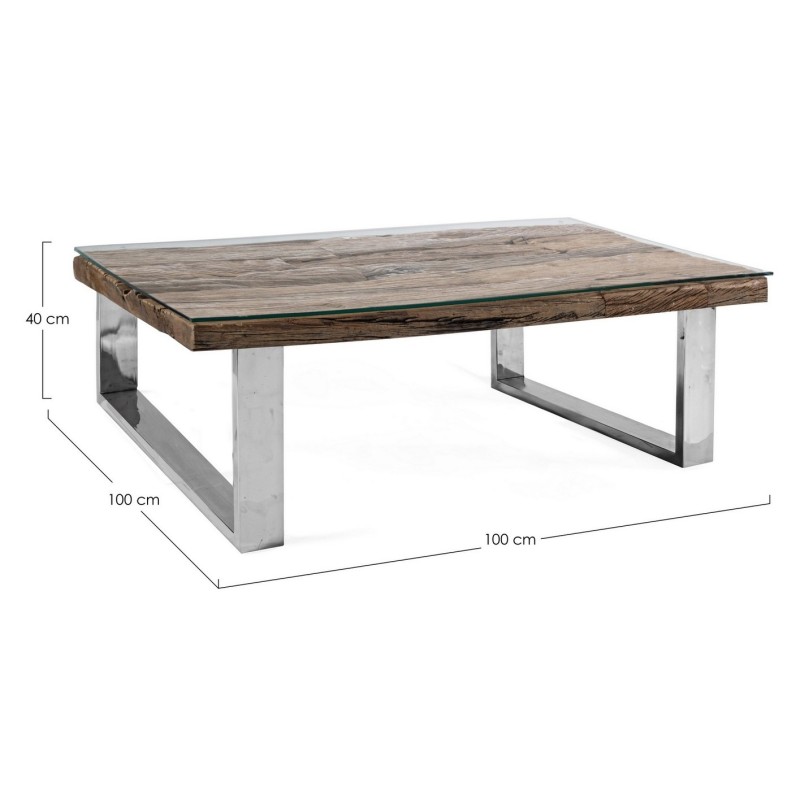 Bizzotto Stanton Τραπέζι Σαλονιού 100x100x40εκ., Καρυδί-Χρώμιο