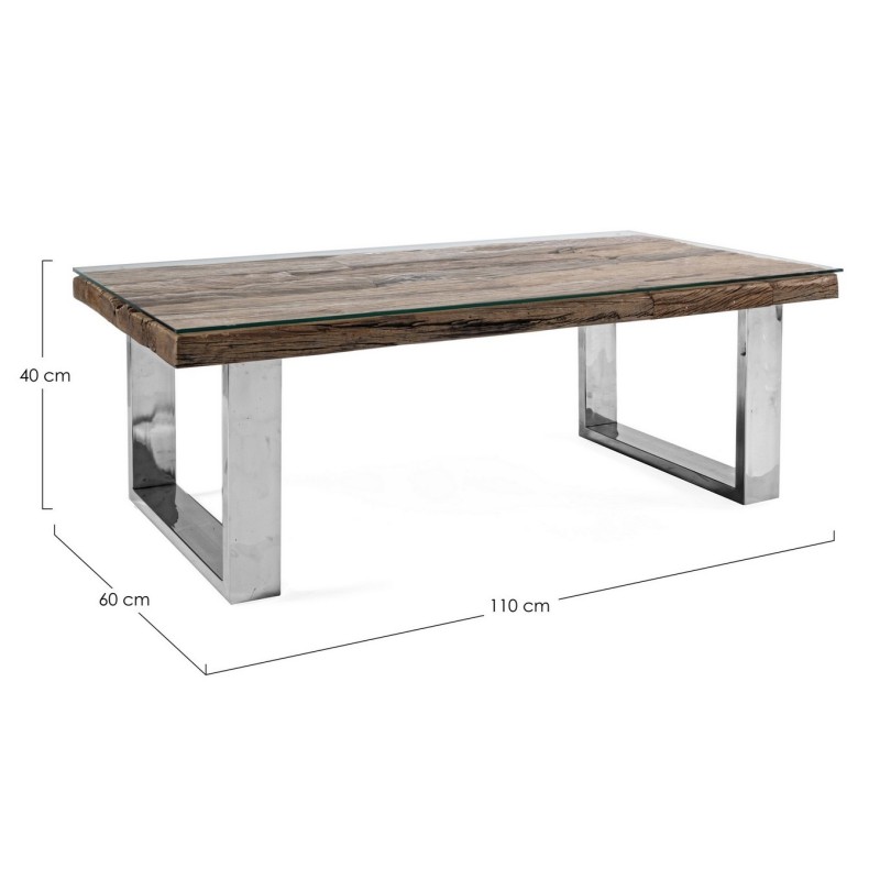 Bizzotto Stanton Τραπέζι Σαλονιού 110x60x40εκ., Καρυδί-Χρώμιο