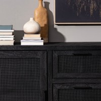 Bizzotto Weston Μπουφές από ξύλο μάνγκο σε μαύρο χρώμα 150x40x90cm