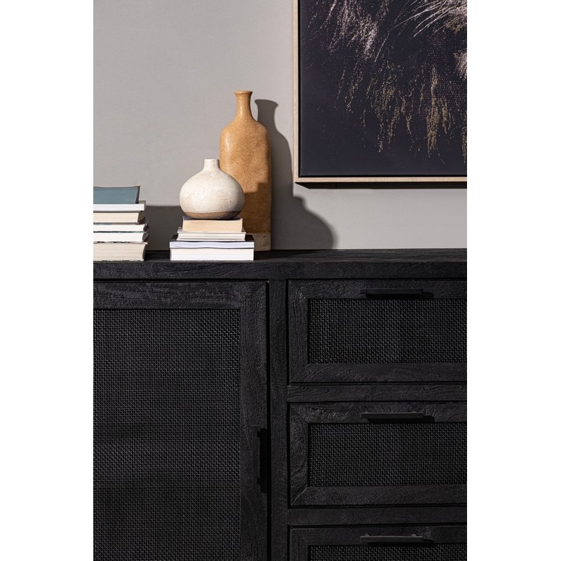 Bizzotto Weston Μπουφές από ξύλο μάνγκο σε μαύρο χρώμα 150x40x90cm