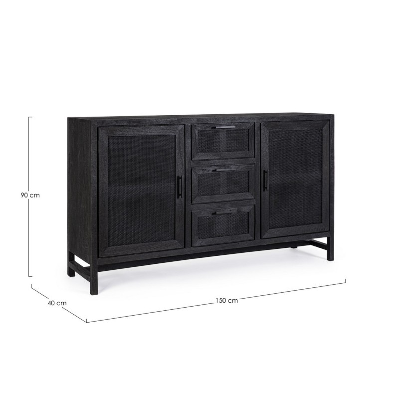 Bizzotto Weston Μπουφές από ξύλο μάνγκο σε μαύρο χρώμα 150x40x90cm