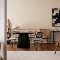 Bizzotto Odion Τραπέζι τραπεζαρίας από ξύλο μάνγκο σε μαύρο 130x130x75cm