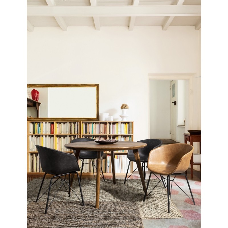Bizzotto Ξύλινο Τραπέζι Sylvester Στρογγυλό 0746684 Καρυδί D120x76cm