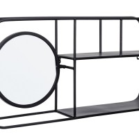 Bizzotto Μεταλλικό Ράφι Nucleos Με Καθρέπτη Μαύρο 69x13x34cm