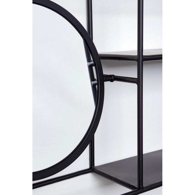Bizzotto Μεταλλικό Ράφι Nucleos Με Καθρέπτη Μαύρο 69x13x34cm