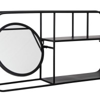Bizzotto Μεταλλικό Ράφι Nucleos Με Καθρέπτη Μαύρο 69x13x34cm