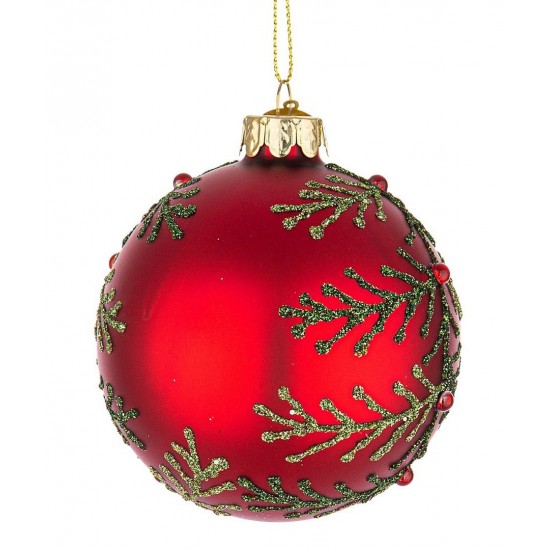 Bizzotto Χριστουγεννιάτικη Μπάλα Laurie Κόκκινο/Χρυσό Γυαλί 8cm