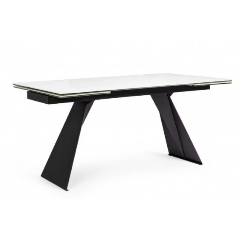 Bizzotto Blazar Επεκτεινόμενο Κεραμικό Τραπέζι 160x90x76εκ., Λευκό-Μαύρο