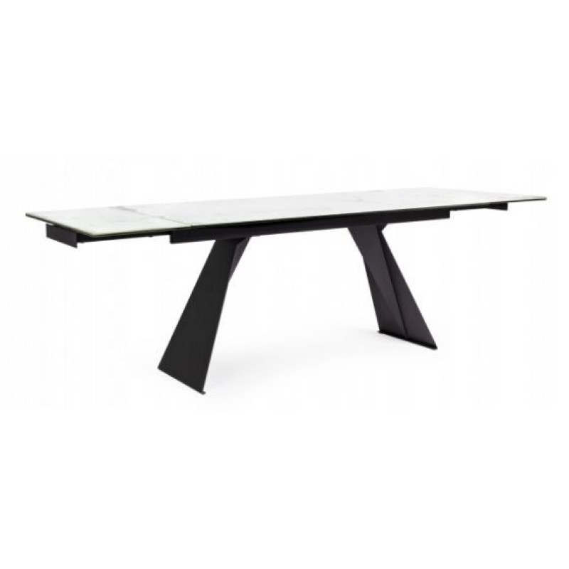 Bizzotto Blazar Επεκτεινόμενο Κεραμικό Τραπέζι 160x90x76εκ., Λευκό-Μαύρο