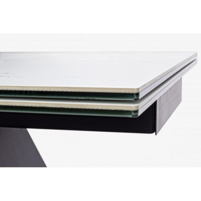 Bizzotto Blazar Επεκτεινόμενο Κεραμικό Τραπέζι 160x90x76εκ., Λευκό-Μαύρο
