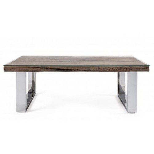 Bizzotto Stanton Τραπέζι Σαλονιού 110x60x40εκ., Καρυδί-Χρώμιο