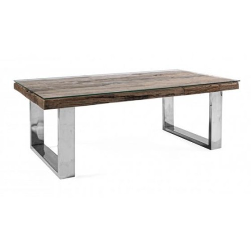 Bizzotto Stanton Τραπέζι Σαλονιού 110x60x40εκ., Καρυδί-Χρώμιο