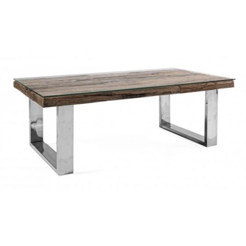 Bizzotto Stanton Τραπέζι Σαλονιού 110x60x40εκ., Καρυδί-Χρώμιο