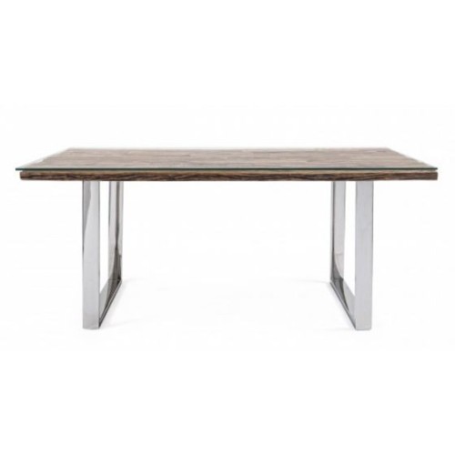 Bizzotto Stanton Τραπέζι Φαγητού 180x90x76εκ., Καρυδί-Χρώμιο
