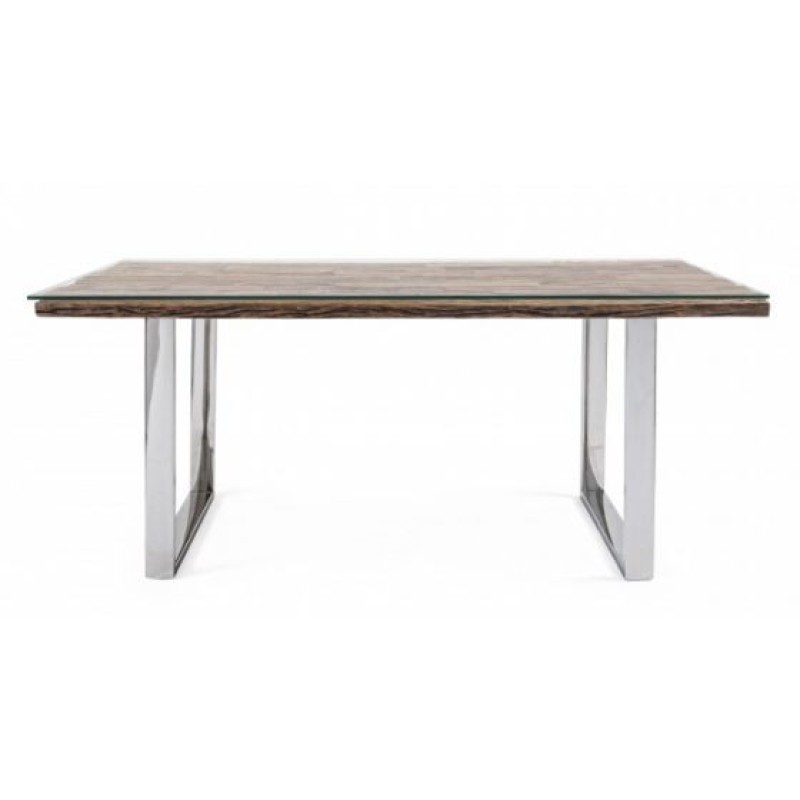 Bizzotto Stanton Τραπέζι Φαγητού 180x90x76εκ., Καρυδί-Χρώμιο