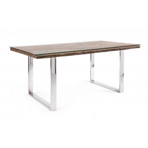 Bizzotto Stanton Τραπέζι Φαγητού 180x90x76εκ., Καρυδί-Χρώμιο