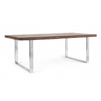 Bizzotto Stanton Τραπέζι Φαγητού 220x100x76εκ., Καρυδί-Χρώμιο
