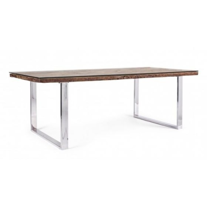 Bizzotto Stanton Τραπέζι Φαγητού 220x100x76εκ., Καρυδί-Χρώμιο