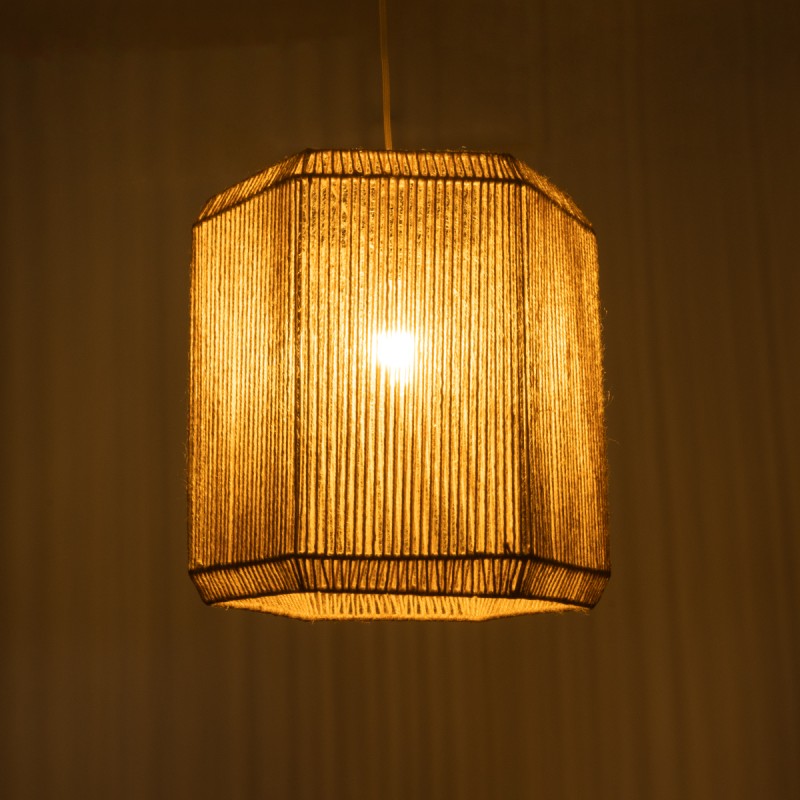 GLOBOSTAR® CAYMAN 00519 Boho Κρεμαστό Φωτιστικό Οροφής με Ντουί 1 x E27 AC 220-240V IP20 - Μπεζ - Μ40 x Π40 x Υ40cm