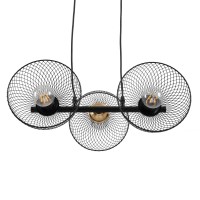 GLOBOSTAR® VERONA 00586 Μοντέρνο Κρεμαστό Φωτιστικό Οροφής με Ντουί 3 x E27 AC 220-240V IP20 - Μαύρο & Χρυσό - Μ50 x Π28 x Υ20cm