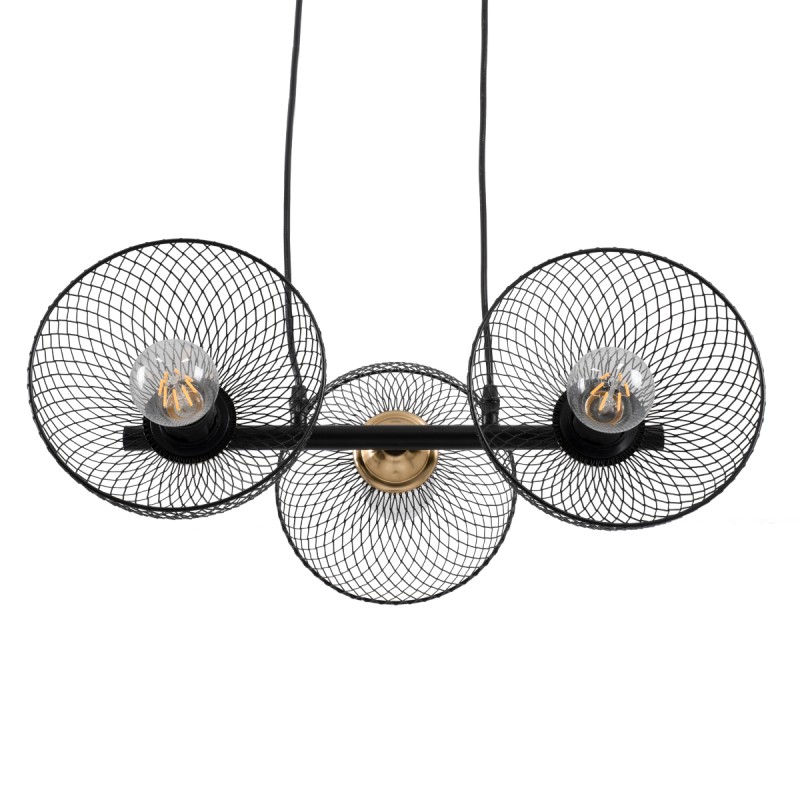 GLOBOSTAR® VERONA 00586 Μοντέρνο Κρεμαστό Φωτιστικό Οροφής με Ντουί 3 x E27 AC 220-240V IP20 - Μαύρο & Χρυσό - Μ50 x Π28 x Υ20cm