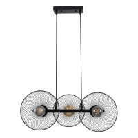 GLOBOSTAR® VERONA 00586 Μοντέρνο Κρεμαστό Φωτιστικό Οροφής με Ντουί 3 x E27 AC 220-240V IP20 - Μαύρο & Χρυσό - Μ50 x Π28 x Υ20cm