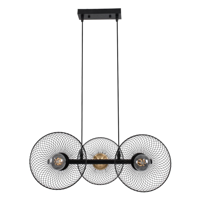 GLOBOSTAR® VERONA 00586 Μοντέρνο Κρεμαστό Φωτιστικό Οροφής με Ντουί 3 x E27 AC 220-240V IP20 - Μαύρο & Χρυσό - Μ50 x Π28 x Υ20cm
