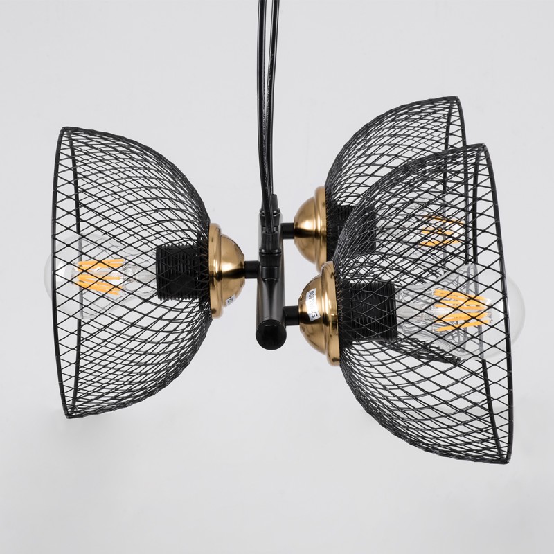 GLOBOSTAR® VERONA 00586 Μοντέρνο Κρεμαστό Φωτιστικό Οροφής με Ντουί 3 x E27 AC 220-240V IP20 - Μαύρο & Χρυσό - Μ50 x Π28 x Υ20cm