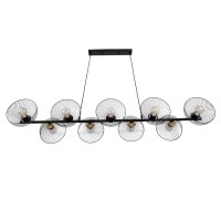 GLOBOSTAR® VERONA 00588 Μοντέρνο Κρεμαστό Φωτιστικό Οροφής με Ντουί 9 x E27 AC 220-240V IP20 - Μαύρο & Χρυσό - Μ140 x Π28 x Υ20cm