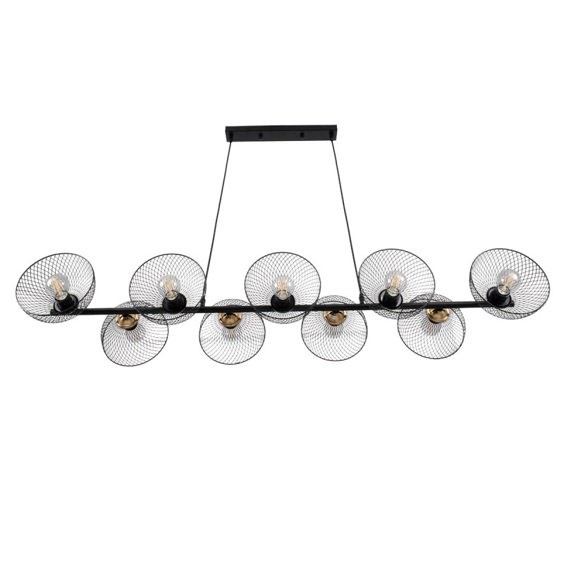 GLOBOSTAR® VERONA 00588 Μοντέρνο Κρεμαστό Φωτιστικό Οροφής με Ντουί 9 x E27 AC 220-240V IP20 - Μαύρο & Χρυσό - Μ140 x Π28 x Υ20cm