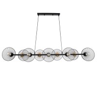 GLOBOSTAR® VERONA 00588 Μοντέρνο Κρεμαστό Φωτιστικό Οροφής με Ντουί 9 x E27 AC 220-240V IP20 - Μαύρο & Χρυσό - Μ140 x Π28 x Υ20cm