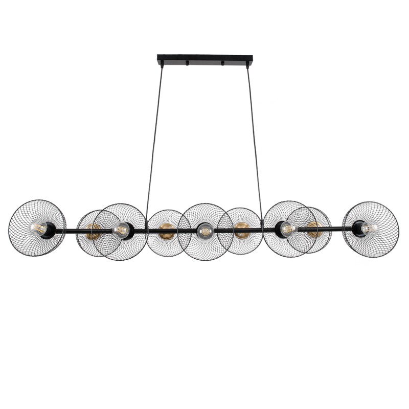 GLOBOSTAR® VERONA 00588 Μοντέρνο Κρεμαστό Φωτιστικό Οροφής με Ντουί 9 x E27 AC 220-240V IP20 - Μαύρο & Χρυσό - Μ140 x Π28 x Υ20cm