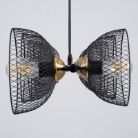 GLOBOSTAR® VERONA 00588 Μοντέρνο Κρεμαστό Φωτιστικό Οροφής με Ντουί 9 x E27 AC 220-240V IP20 - Μαύρο & Χρυσό - Μ140 x Π28 x Υ20cm