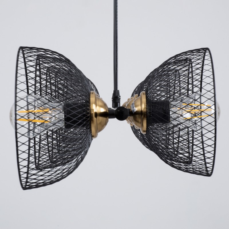 GLOBOSTAR® VERONA 00588 Μοντέρνο Κρεμαστό Φωτιστικό Οροφής με Ντουί 9 x E27 AC 220-240V IP20 - Μαύρο & Χρυσό - Μ140 x Π28 x Υ20cm