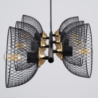 GLOBOSTAR® VERONA 00588 Μοντέρνο Κρεμαστό Φωτιστικό Οροφής με Ντουί 9 x E27 AC 220-240V IP20 - Μαύρο & Χρυσό - Μ140 x Π28 x Υ20cm