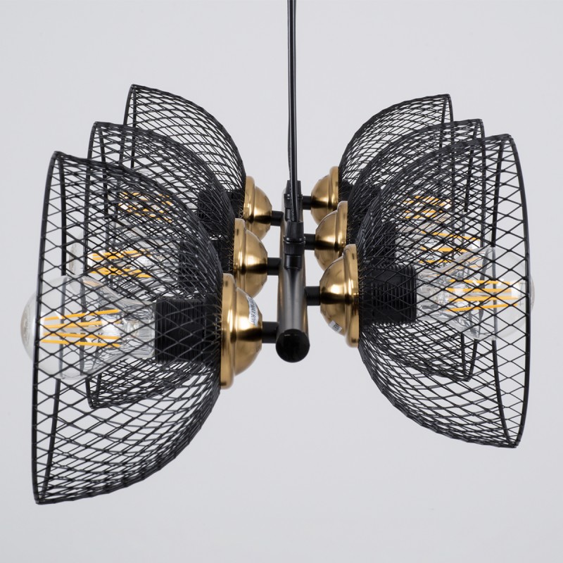 GLOBOSTAR® VERONA 00588 Μοντέρνο Κρεμαστό Φωτιστικό Οροφής με Ντουί 9 x E27 AC 220-240V IP20 - Μαύρο & Χρυσό - Μ140 x Π28 x Υ20cm