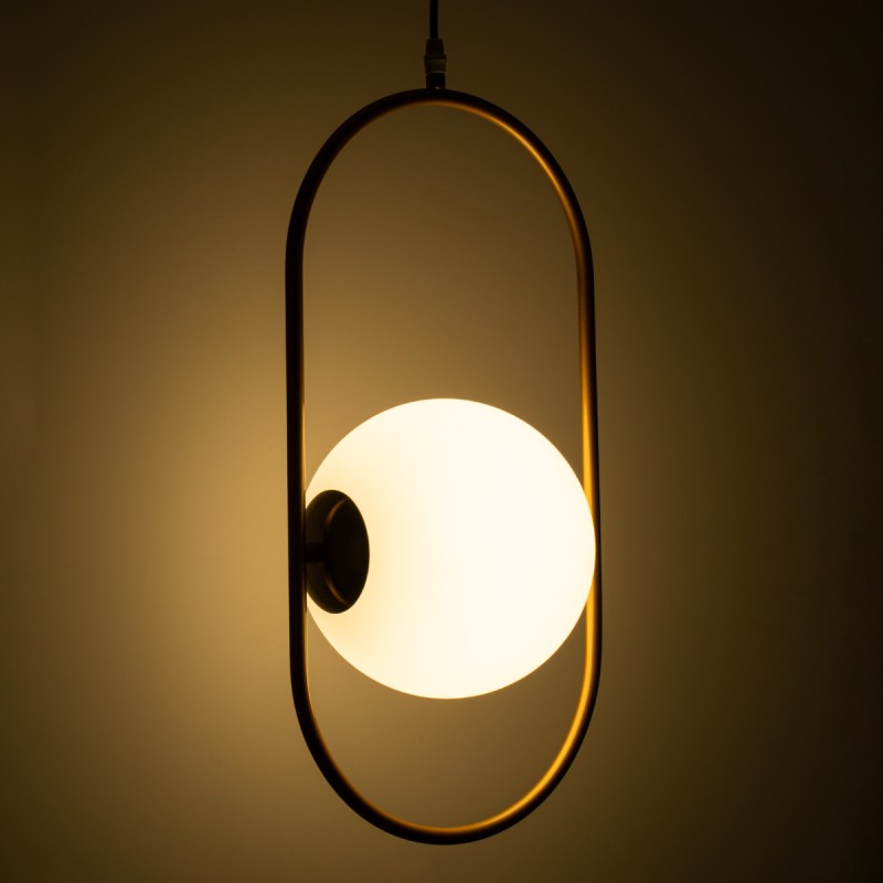 GLOBOSTAR® HAMBURG 00592 Μοντέρνο Κρεμαστό Φωτιστικό Οροφής με Ντουί 1 x E14 AC 220-240V IP20 - Χρυσό & Λευκό - Μ25 x Π20 x Υ50cm