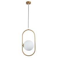 GLOBOSTAR® HAMBURG 00592 Μοντέρνο Κρεμαστό Φωτιστικό Οροφής με Ντουί 1 x E14 AC 220-240V IP20 - Χρυσό & Λευκό - Μ25 x Π20 x Υ50cm