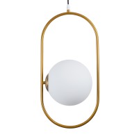 GLOBOSTAR® HAMBURG 00592 Μοντέρνο Κρεμαστό Φωτιστικό Οροφής με Ντουί 1 x E14 AC 220-240V IP20 - Χρυσό & Λευκό - Μ25 x Π20 x Υ50cm