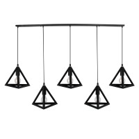 GLOBOSTAR® TRIANGLE 00608 Μοντέρνο Κρεμαστό Φωτιστικό Οροφής με Ντουί 5 x E27 AC 220-240V IP20 - Μαύρο - Μ170 x Π22 x Y130cm