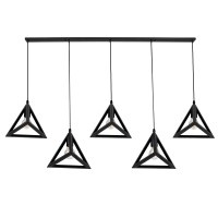 GLOBOSTAR® TRIANGLE 00608 Μοντέρνο Κρεμαστό Φωτιστικό Οροφής με Ντουί 5 x E27 AC 220-240V IP20 - Μαύρο - Μ170 x Π22 x Y130cm