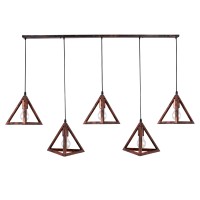 GLOBOSTAR® TRIANGLE 00609 Μοντέρνο Κρεμαστό Φωτιστικό Οροφής με Ντουί 5 x E27 AC 220-240V IP20 - Χάλκινο - Μ170 x Π22 x Y130cm